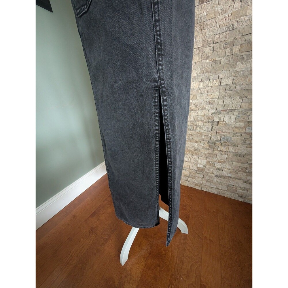 Alt Emo Y2K Punk Indie Sleaze Acid Wash Denim Midi Skirt Sz S 100% Cotton Slit image 6